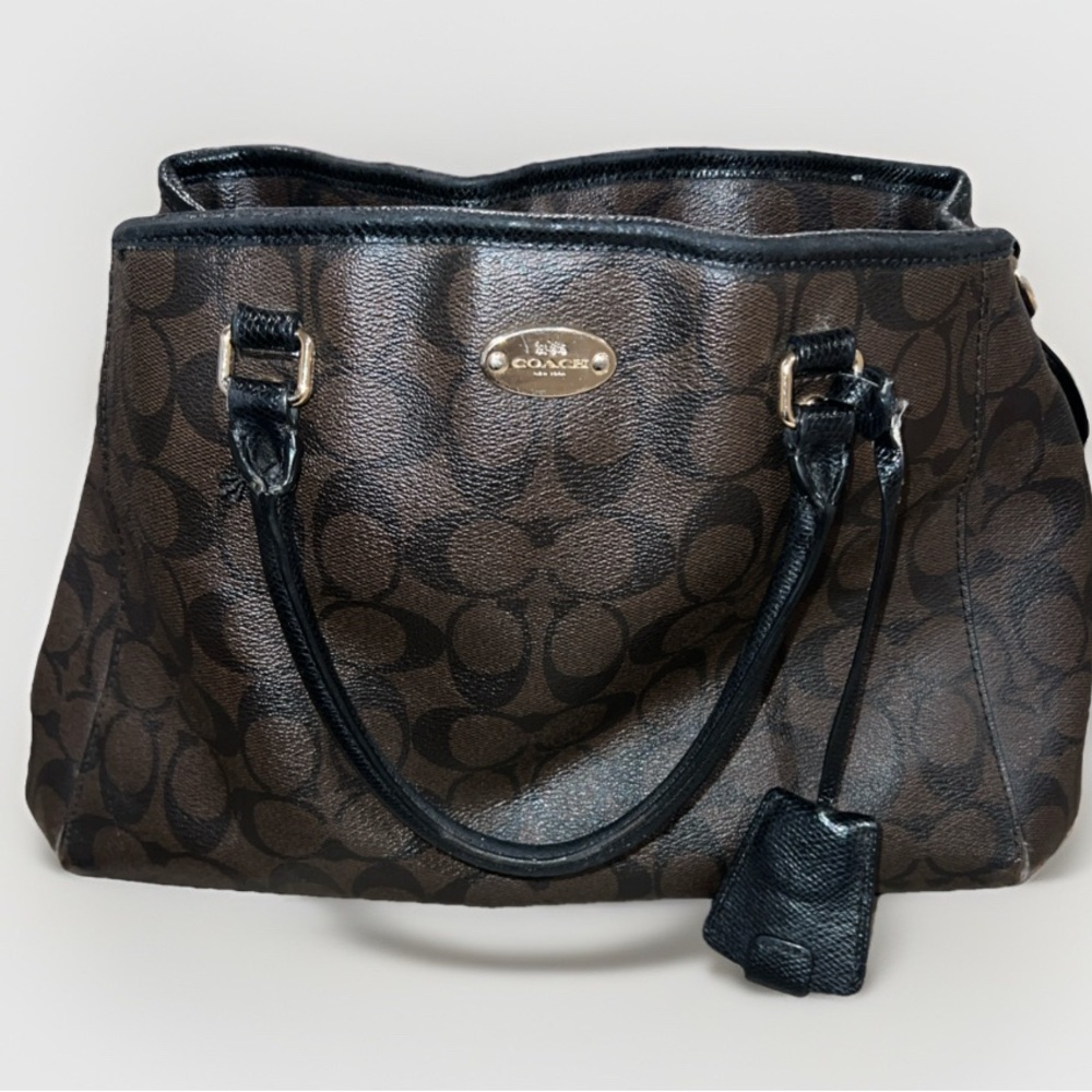 Coach Dark Brown and Black Signature Tote